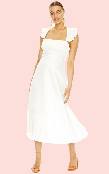 Minimalist Wedding Dress Halter Neckline/ Gathered on Waist 100