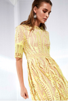 Revival Laser Cut Dress -Yellow