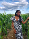 Idol Midi Dress - Black Print