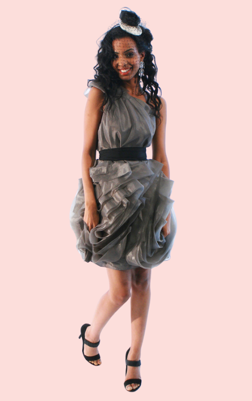 Grey one shoulder dress clearance