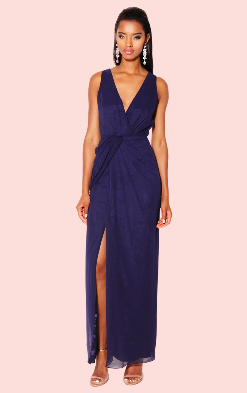 Windsor Wrap Front Maxi Navy – Your Favourite Dresses