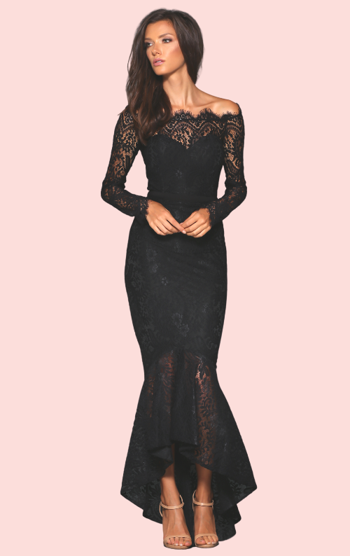 Marchesa Lace Dress - Black