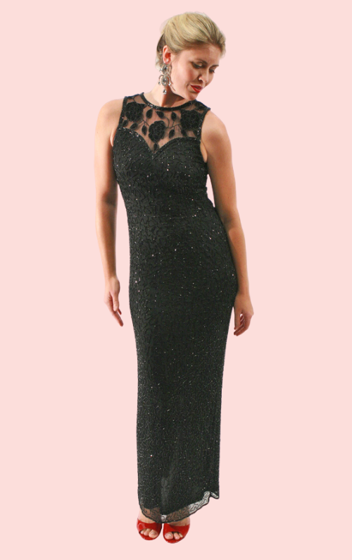 Beaded Column Dress - Black Your Favourite Dresses Beaded Column Dress - Black Your Favourite Dresses