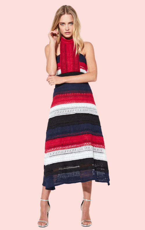 Patriot Midi Dress - Stripe/Red