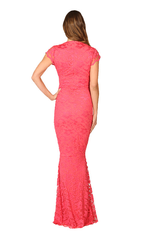 Adrianna Lace Maxi Dress - Coral