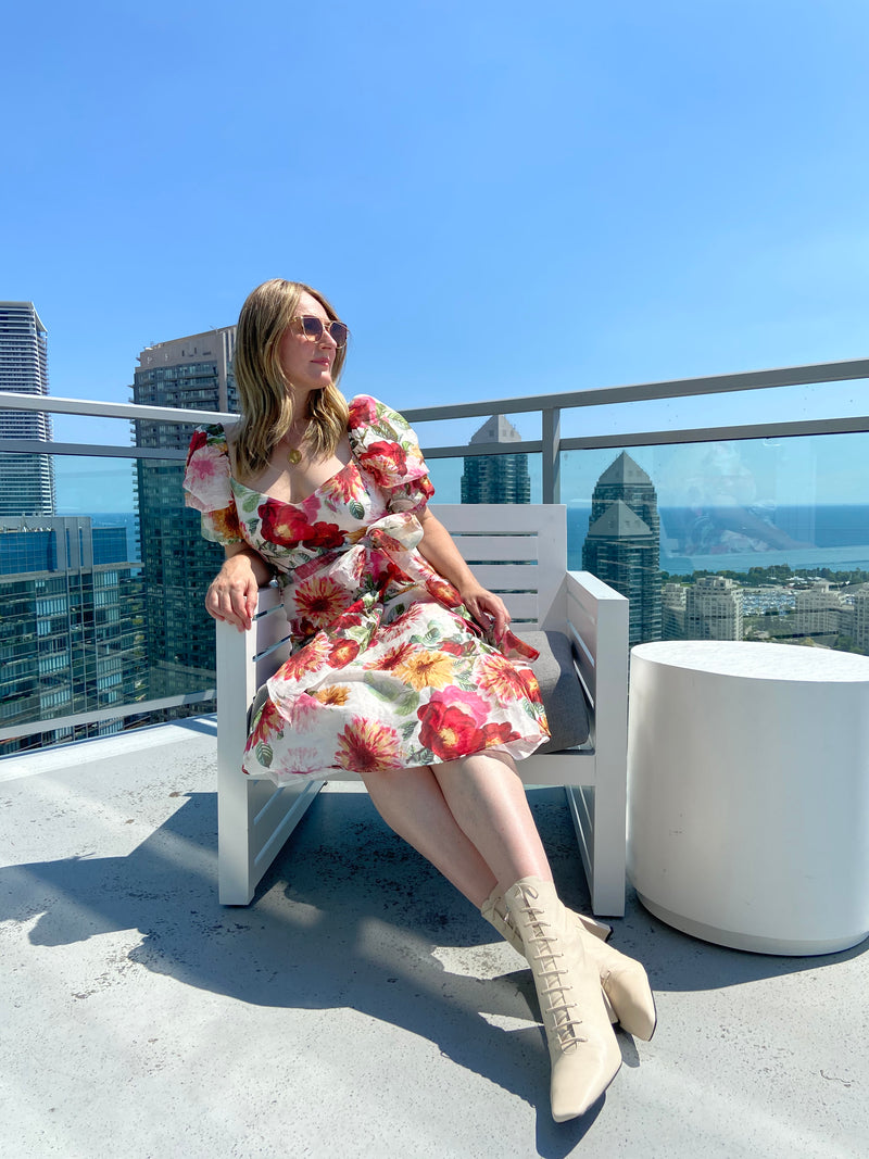 talulah garland midi dress Clothing : Midi Dresses : 'Tallulah' Green Tonal Floral Puff Sleeve Midi Dress
