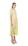 Revival Laser Cut Dress -Yellow