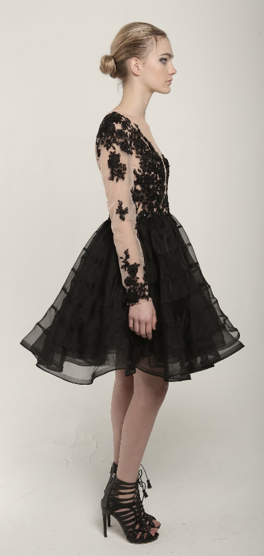 black jellyfish dress 1980s Pleats Dress /jellyfish in the Night Ocean/little Black Dress/ French Vintage