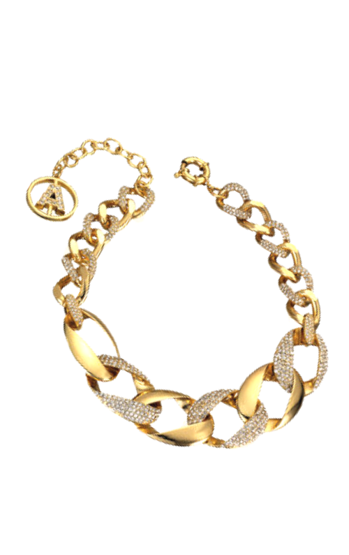 Gold Chain Link Crystal  - Necklace