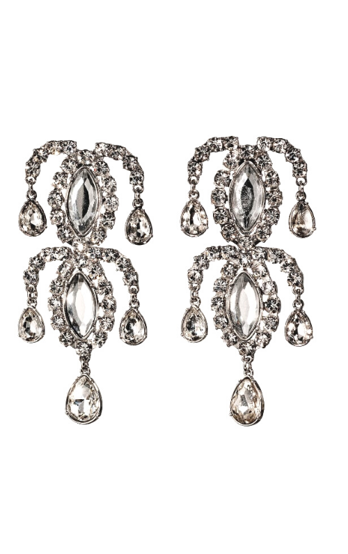 Double Tiered Crystal Chandelier - Earrings