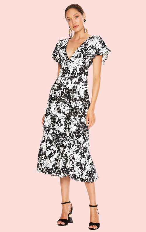 Idol Midi Dress Black Print L Black Print 4 days