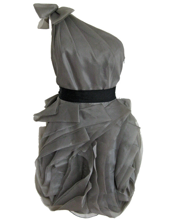 Organza One Shoulder Dress - Grey Your Favourite Dresses Organza One Shoulder Dress - Grey Your Favourite Dresses